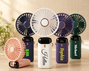 Personalized Mini Handheld Fan, Custom Name Portable Rechargeable Summer Travel Fan