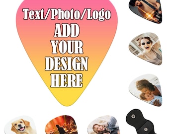 Custom Photo Guitar Picks, Double-Sided Band Logo Guitarist Gift (0.96mm)