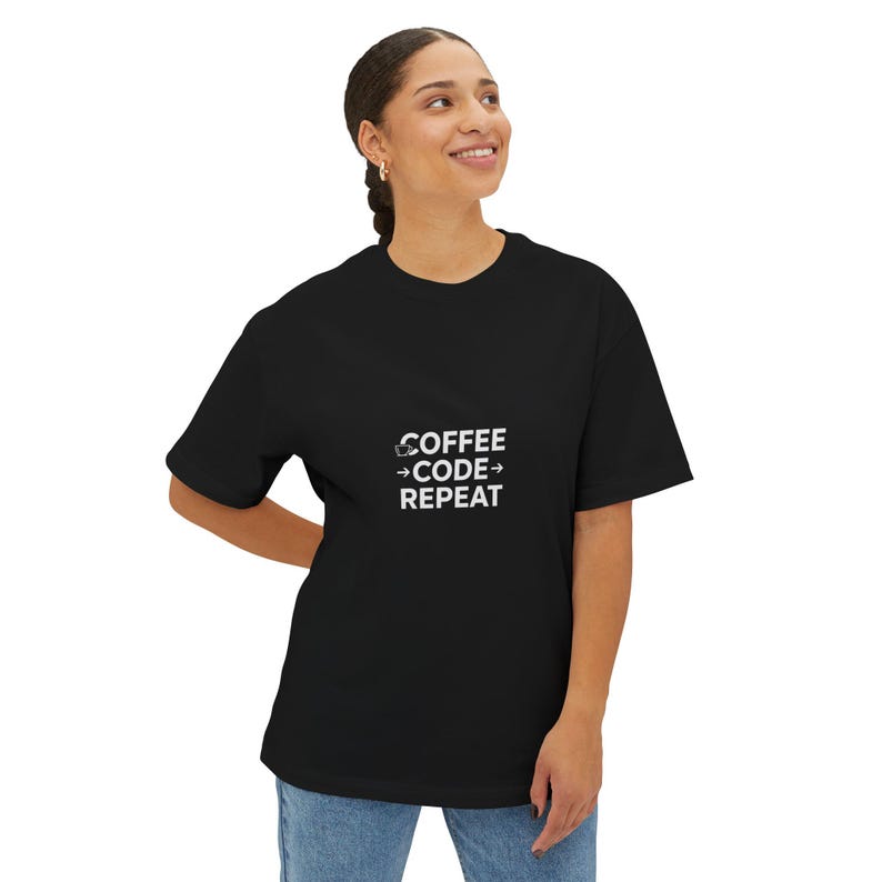 Coffee Code Repeat Shirt, Programmer Humor Tee, Coffee Lover Apparel Bild 3