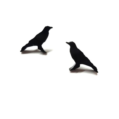 Crow Earrings | Laser Cut Jewelry | Hypoallergenic Studs