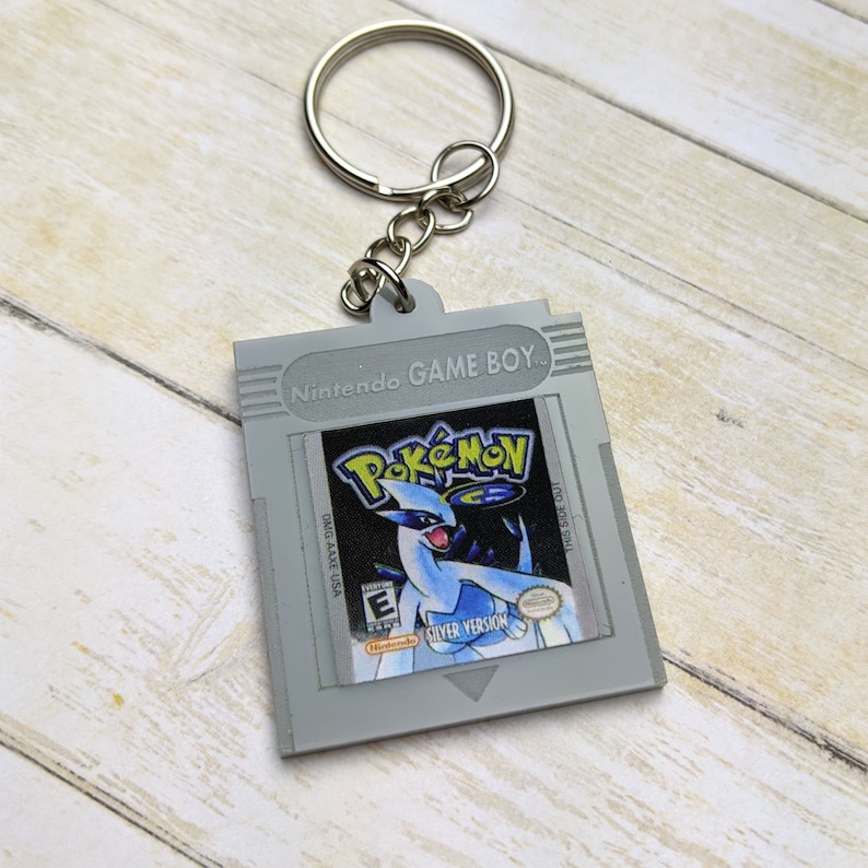 Acrylic Accessories Laser Cut Jewelry Silver Version Gameboy Cartridge Keychain