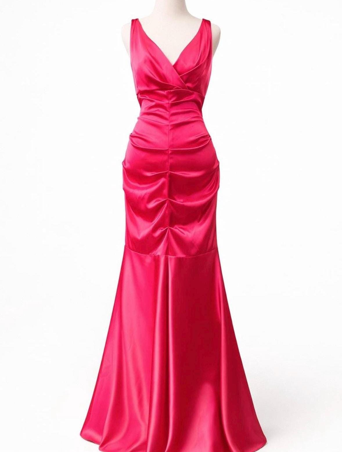 plus size evening dresses with sleeves Zapaka Women Dark Fuchsia Plus Size Prom Dress A Line Deep V Neck Formal Dress with Long Sleeves, Dark Fuchsia / US26W