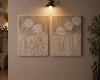 Par de lienzos en acrilico. Medidas 90x65