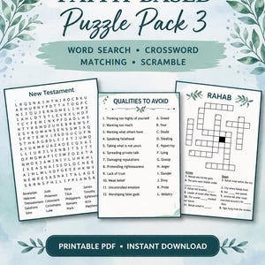 Christian Puzzle Pack Printable Volume 3 | Word Search, Crossword, Matching and Scramble | Faith-Based