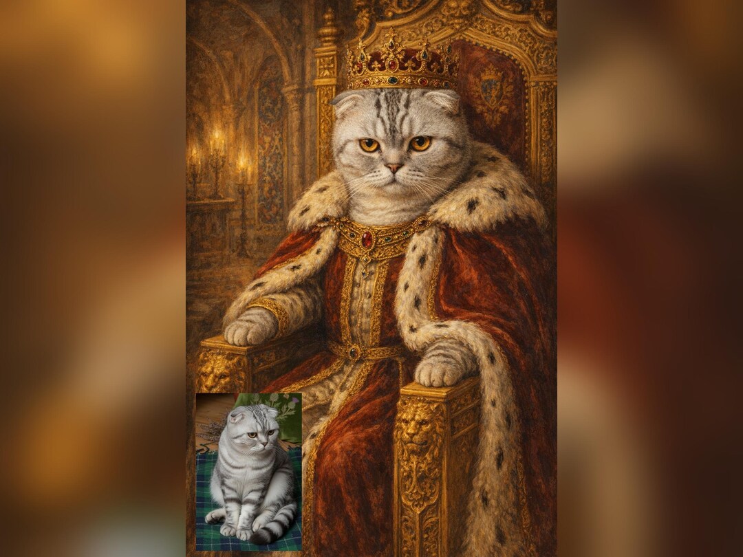 Royal Pet Portrait From Photo | Custom Dog Cat Painting | Funny Pet Oil ...