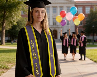 Personalized Graduation Stole Custom Text Logo, Class of 2026 Graduation Gift Longger Size