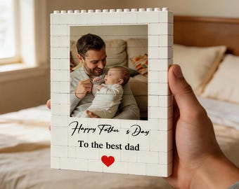 Personalised Father's Day Building Block Photo Gift Daddy Gift Dad Birthday Unique Photo Present For Dad,Custom Photo Building Block Puzzle