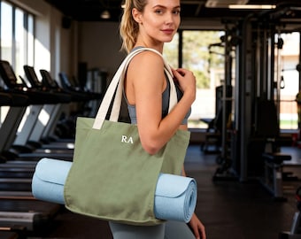 Anpassad förvaringsväska för yogastudiomedlemmar, personlig presentförvaringsväska för yogalärare och yogaelever, bärväska i bomull och linne för fitness och gym