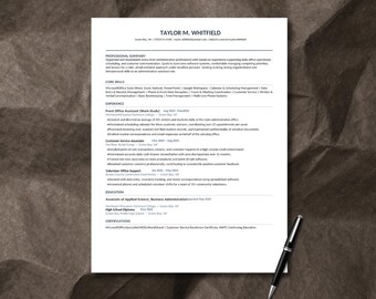 Administrative Assistant Resume Template Bundle | HR Approved | New Grad | ATS Friendly | Cover Letter Reference Page (Instant Download)