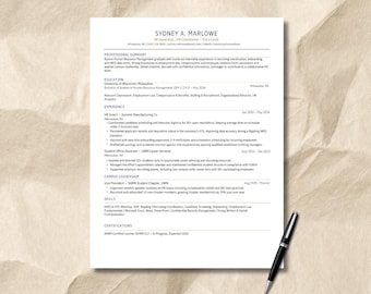HR Resume Template | Human Resources Coordinator Entry Level Bundle | College Grad Cover Letter & Reference Page | ATS Friendly Word Doc