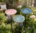 Ceramic Bee Watering Station for Garden, Butterfly Water Feeder, Flower Garden Stake Decor, Pollinator Friendly Yard Art