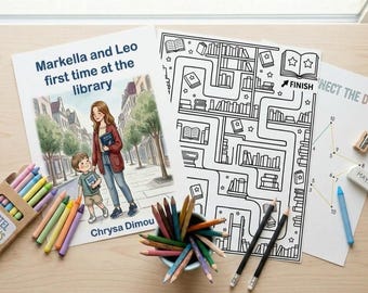 Barnbiblioteksbesök Berättelse, Aktiviteter, Målarbilder (Digital Nedladdning)