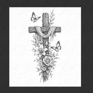 Rose cross tattoo - Etsy.de