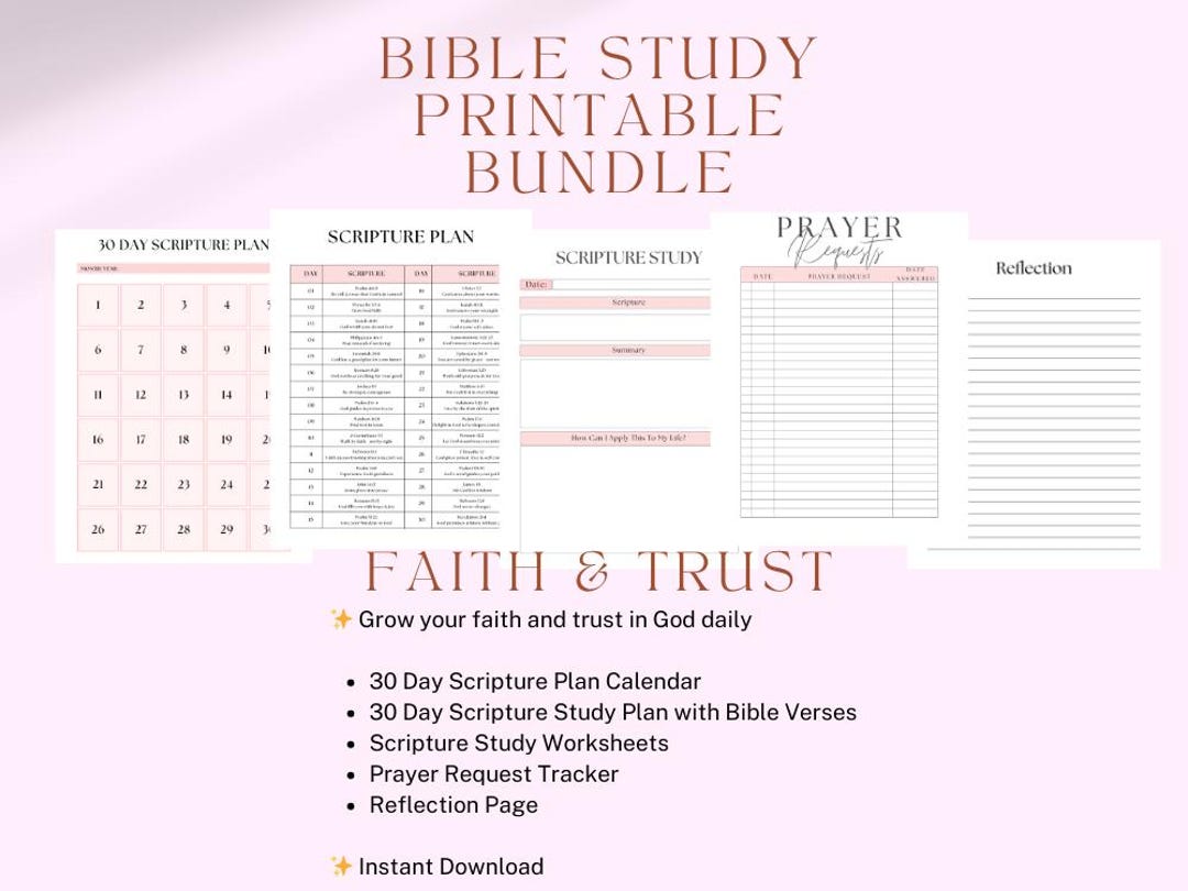 30 Day Scripture Writing Plan, Faith & Trust Bible Study Journal ...