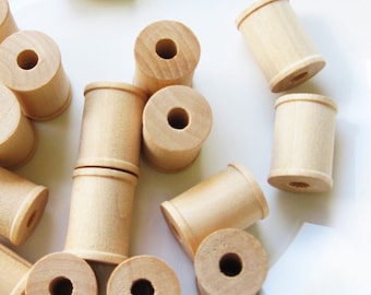 50 Wooden Spools 1 x 3/4 inch , Wood Bobbin for Crafting, Twine, Thread, Sewing or Decor