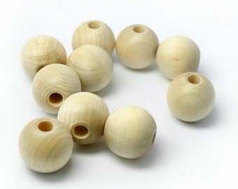 25 Unfinished Large Wood Beads, 1 Inch (25mm),  7/32" Hole,  (#1090)