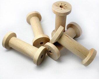 50 Slender Wood Spools 2 3/4 x 1 1/4 inches, Unfinished Wood Spool Perfect for 2" Ribbon