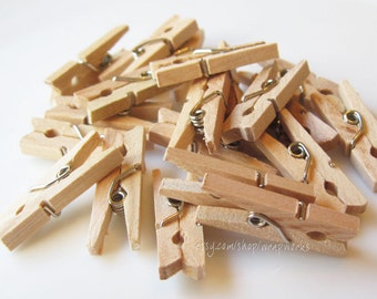 Mini Wood Clothes Pins , Tiny 1 inch Clothespins for Festoons, Garlands, Paper Clips, etc