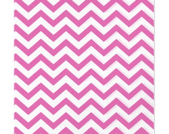 100 Pink Chevron Paper Bags, 5x7 inches, Party Bags - Flat Merchandise Bags