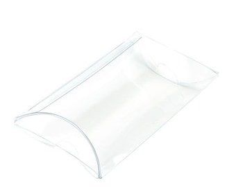 25 Crystal Clear Pillow Boxes 2 1/2 x 7/8 x 4 Inches, Clear Gift Box, Usable Space 2 1/2 x 3 1/8 Inches