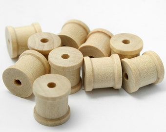 100 Mini Wooden Spools, 1/2" Tall and 1/2" Wide , Tiny Wood Spools