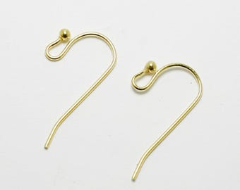 Gold French Hook Ear Wires,  24K Gold Plated Brass, Set of 8 (4 pairs) Made in USA,  Nunn Design, DESTASH