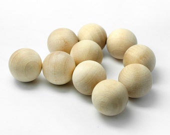 Unfinished Wood Balls, 1"  (1 Inch) Wooden Balls, Solid Natural Wood,  Made in USA