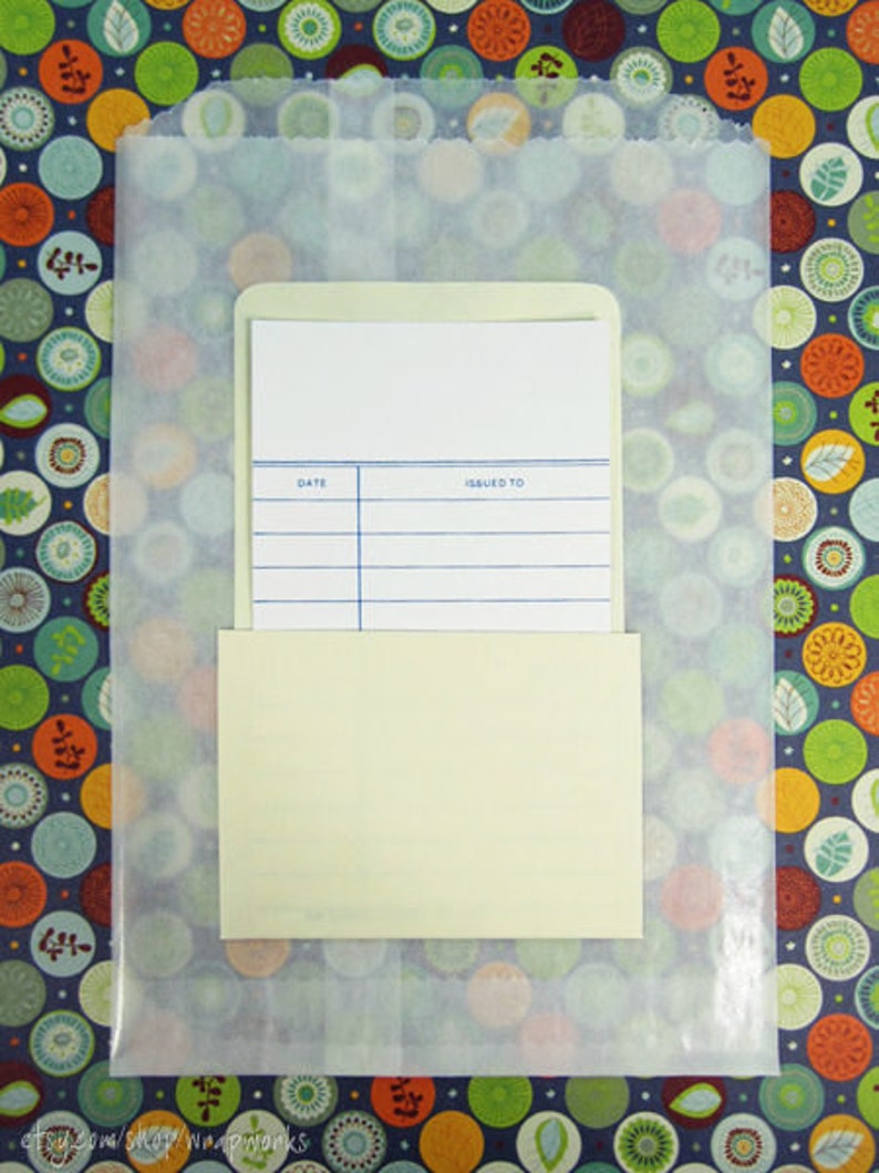 100 Library Card Pockets with Self Adhesive Backs AND 100 Etsy