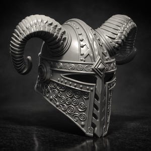 Ram Horn Helmet Cosplay Armor Viking Style Helm Dark Fantasy Warrior Helmet Costume Prop 3D Printed LARP Helm Raw or Finished