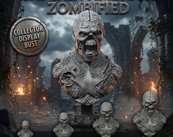 Zombie Super Soldier Bust Statue 6 Inch 12 Inch 18 Inch Undead Hero Display Resin FDM Collector Horror Bust Figure