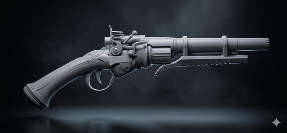 Steampunk Hand Cannon Prop Fantasy Sidearm Cosplay Prop Victorian Style Costume Accessory LARP Gear Display Prop 3D Printed