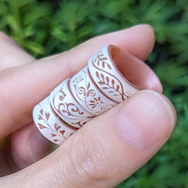 White Lace Rose Gold Silicone Ring Women, Filigree, Floral, Laurel Leaf, or Heart Vine Engraved Silicone Wedding Band, Promise Ring Proposal