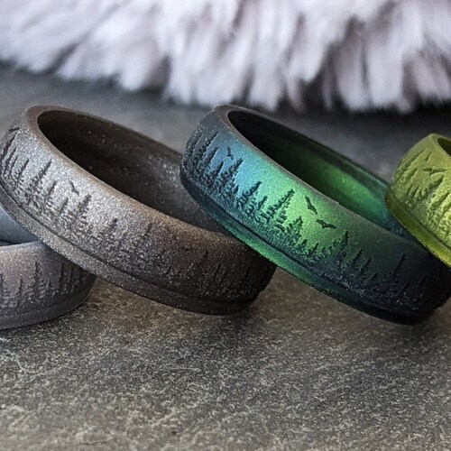 Forest Ring Silicone Ring Personalized Tree Hugger Green Ring Etsy