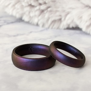 Cosmic Purple Silicone Ring for Women & Men, Knot Theory Breathable Comfort Fit Rubber Wedding Band, Anniversary Gift Boyfriend Husband Wife image 1