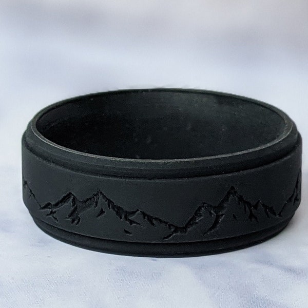 Mens Rubber Ring Engraved Etsy