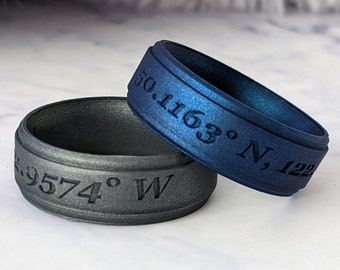 Custom Engraved Silicone Ring for Men, Personalized Silicone Wedding Ring Gift for Husband Boyfriend Fiance, Custom Anniversary Wedding Band