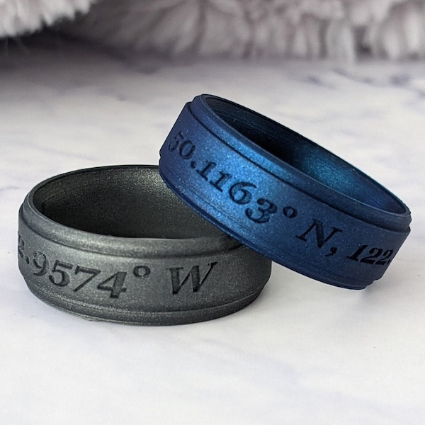 Custom Engraved Silicone Ring for Men, Personalized Silicone Wedding Ring Gift for Husband Boyfriend Fiance, Custom Anniversary Wedding Band