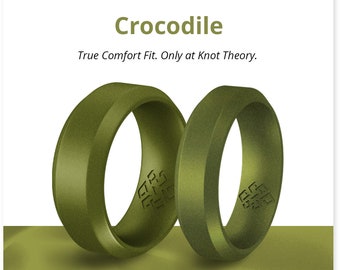 Olive Green Silicone Ring for Men, Breathable Bevel Army Green Rubber Wedding Band for Him, Workout Ring, Anniversary Birthday Husband Gift