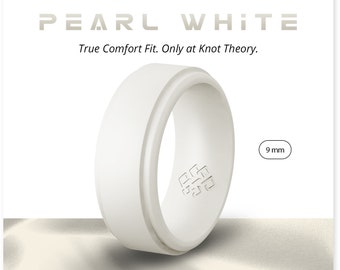 Knot Theory Greek Key Silicone Ring For Men – White Marble, Size 11, Comfort Fit