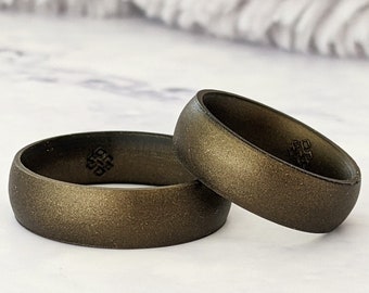 Breathable Bronze Silicone Ring for Men - True Comfort Fit Rubber Wedding Band - Gym Workout Rings Anniversary Gift Husband Fiance Boyfriend