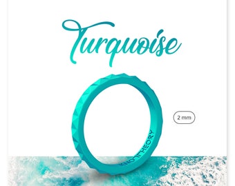 Turquoise Blue Thin Silicone Ring for Women Colorful Fashion Girlfriend Wife Birthday Anniversary Gifts for Her Kids Ring Braided Ring