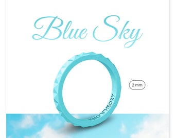 Sky Blue Thin Silicone Ring Women, Womens Baby Blue Silicone Wedding Ring, Rubber Wedding Band, Rubber Wedding Ring for Her Wife Fiance