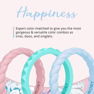 Pastel Silicone Rings for Women in Pink, Blue, Turquoise, Thin Slim Stackable Silicone Wedding Ring Bands, Best Friend Girlfriend Gift Ideas