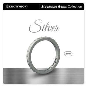 Pyramid Stackable Gem in Silver - Thin Slim Silicone Ring Women