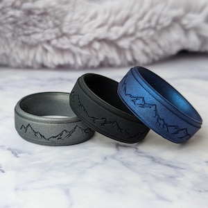Mountain Ring Personalizable Silicone Wedding Ring for Men Husband Anniversary Gift Custom Engraved Breathable Rubber Wedding Band Etsy UK