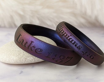 Custom Engraved Silicone Ring for Men Women, Bible Verse Silicone Wedding Ring Gift for Husband Boyfriend Wife, Christian Anniversary Gift