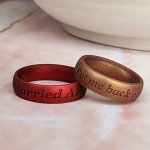 Engraved Silicone Ring for Men Women, Personalized Silicone Wedding Ring His Hers Silicone Wedding Band Engagement Husband Gift Him Fiance