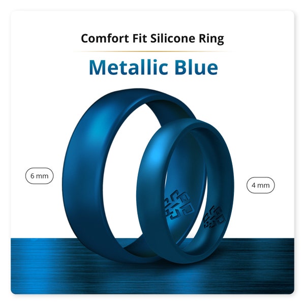 Sapphire Blue Silicone Ring Men Women, Safe Flexible Breathable Silicone Wedding Band, Rubber Wedding Ring, Anniversary Engagement Gift