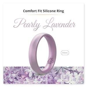 Lavender Purple Silicone Ring for Women, Pearly Breathable Comfort Fit Wedding Band in 4mm, Engagement Anniversary Birthday BFF Promise Gift