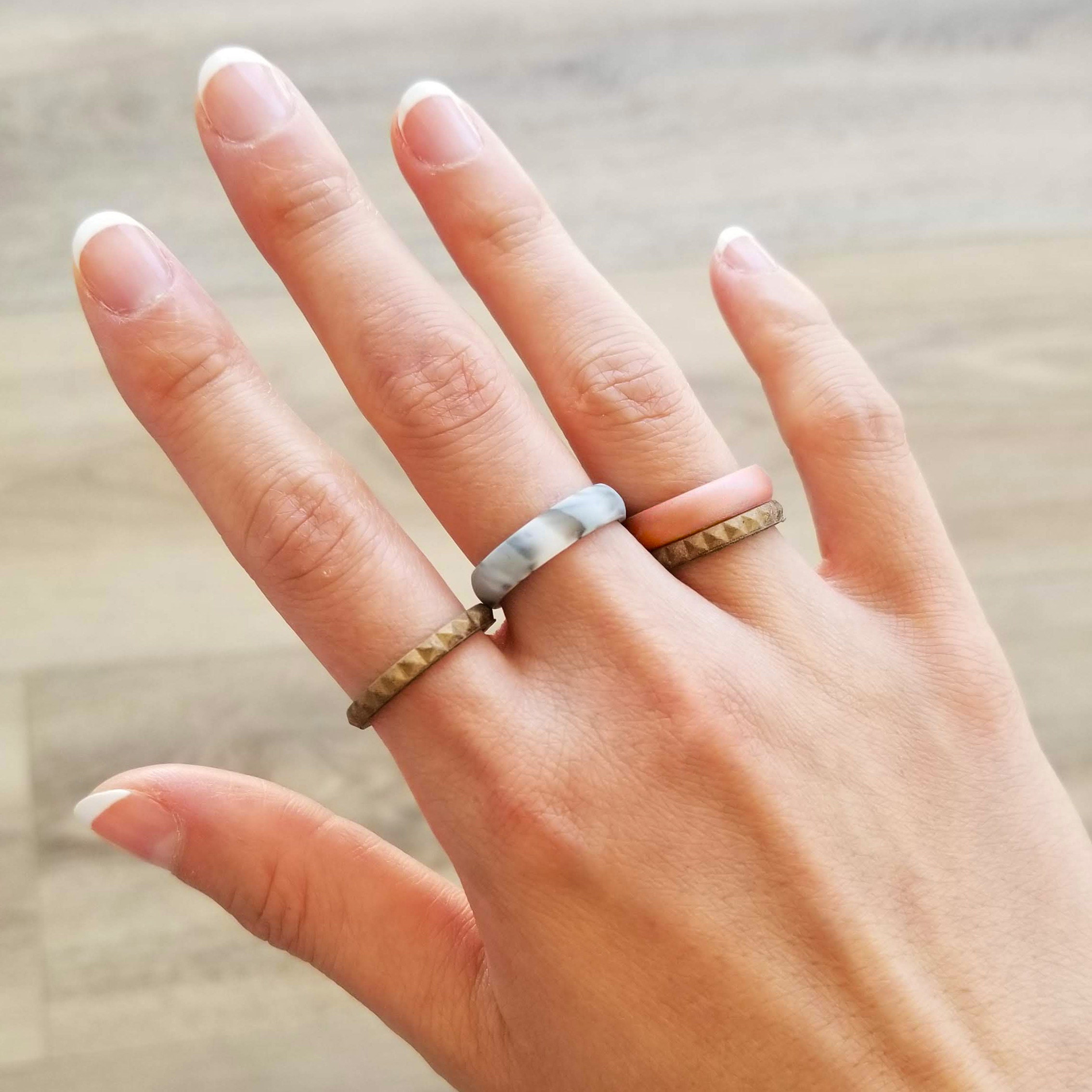 Rose Gold Pink Silicone Ring Breathable True Comfort Fit Silicone